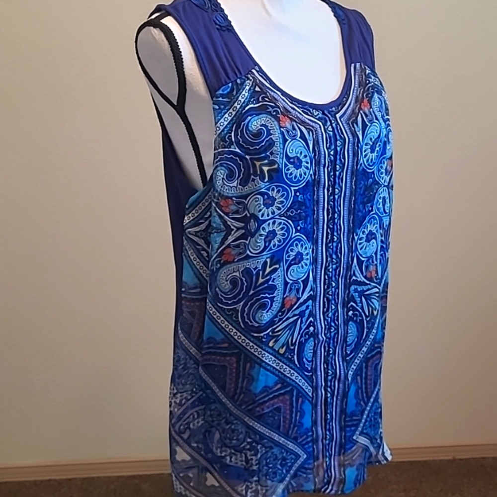 Blue Dress Top Lg Sleeveless